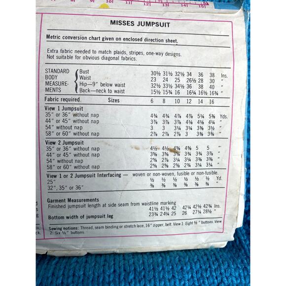 Simplicity 7310 Sewing pattern jumpsuit pockets 1970s size 12 - Picture 5 of 5